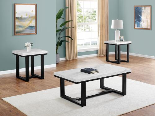 Lucca 3-Piece Marble Top Set(Cocktail & 2 End Tables) - DFW