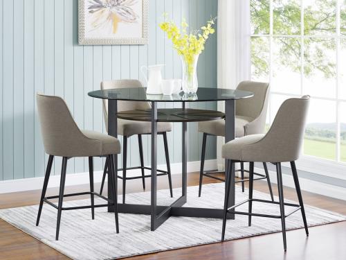 Olson 5 Piece Counter Set(Glass Counter Top Table & 4 Counter Chairs) - DFW