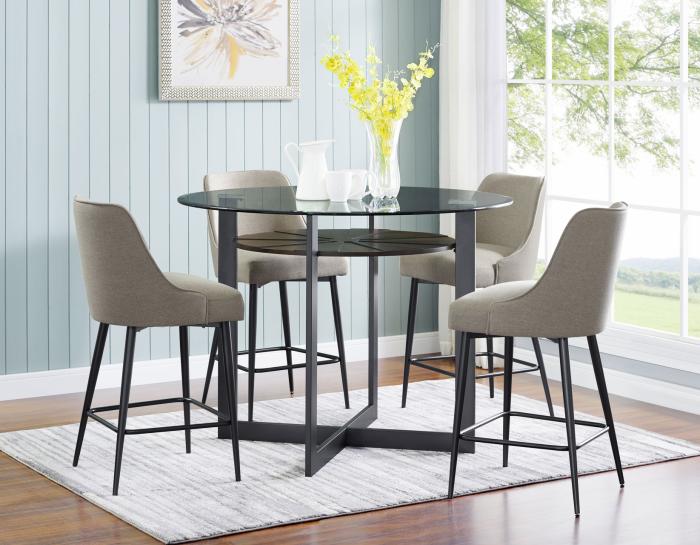 Olson 5 Piece Counter Set(Glass Counter Top Table & 4 Counter Chairs) - DFW