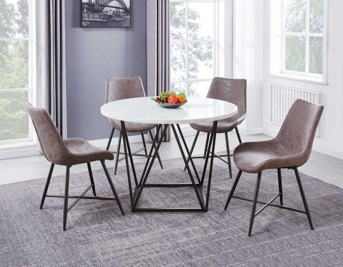 Ramona 5 Piece Marble Top Set(Table & 4 Side Chairs) - DFW