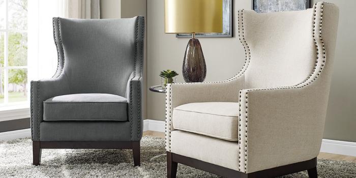 Roswell Wing Back Chair, Beige DFW