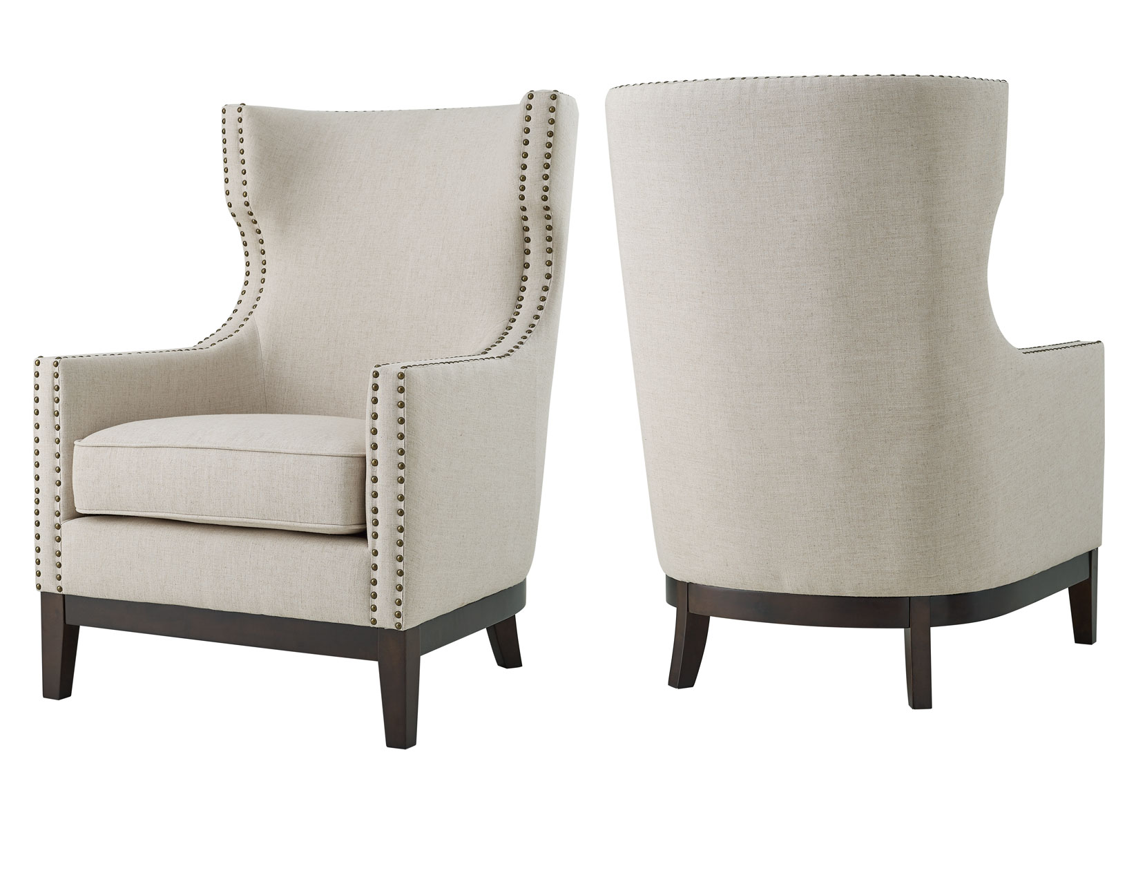 Roswell Wing Back Chair, Beige - DFW