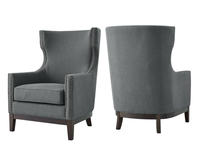 Roswell Wing Back Chair, Gray - DFW