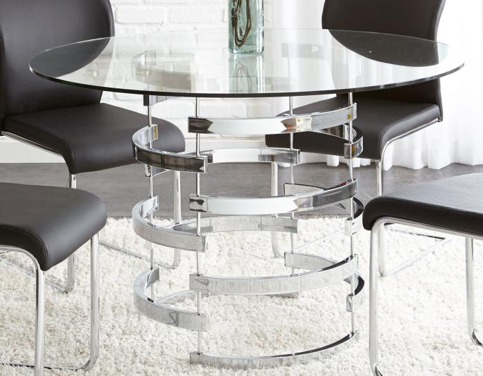Tayside 45 inch Round Glass Top Dining Table