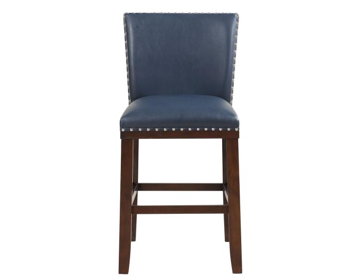 Tiffany 24" Counter Stool, Navy Leatherette - DFW
