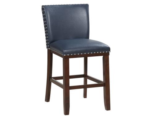 Tiffany 24" Counter Stool, Navy Leatherette - DFW
