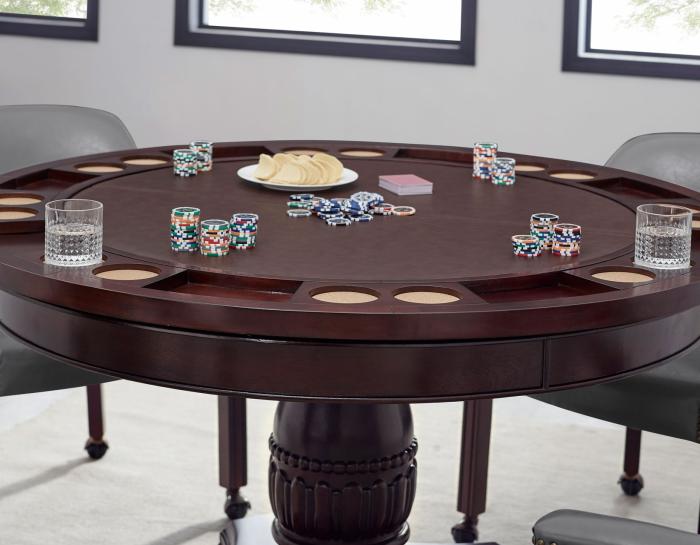 Game Table and Chairs, Tournament, 6-Piece, Brown - DFW