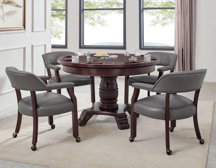 Game Table and Chairs, Tournament, 6-Piece, Gray - DFW