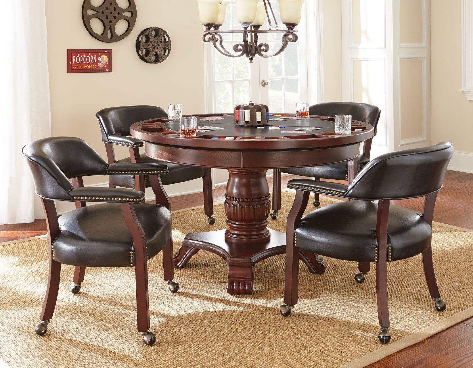 Game Table and Chairs, Tournament, 6-Piece, Black - DFW