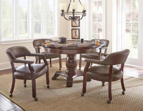Game Table and Chairs, Tournament, 6-Piece, Brown