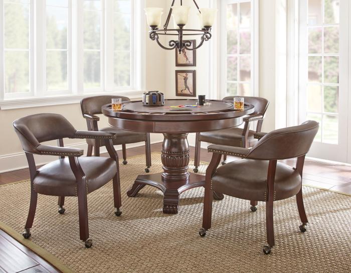 Game Table and Chairs, Tournament, 6-Piece, Brown DFW