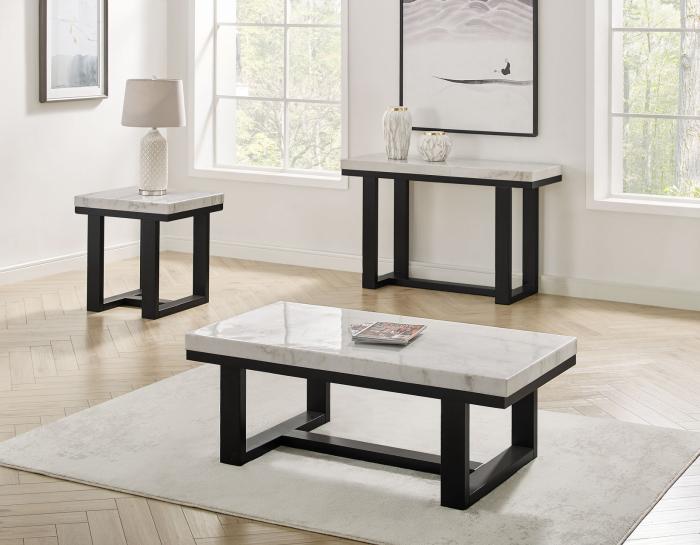 Lucca White Marble Top End Table Dallas Furniture