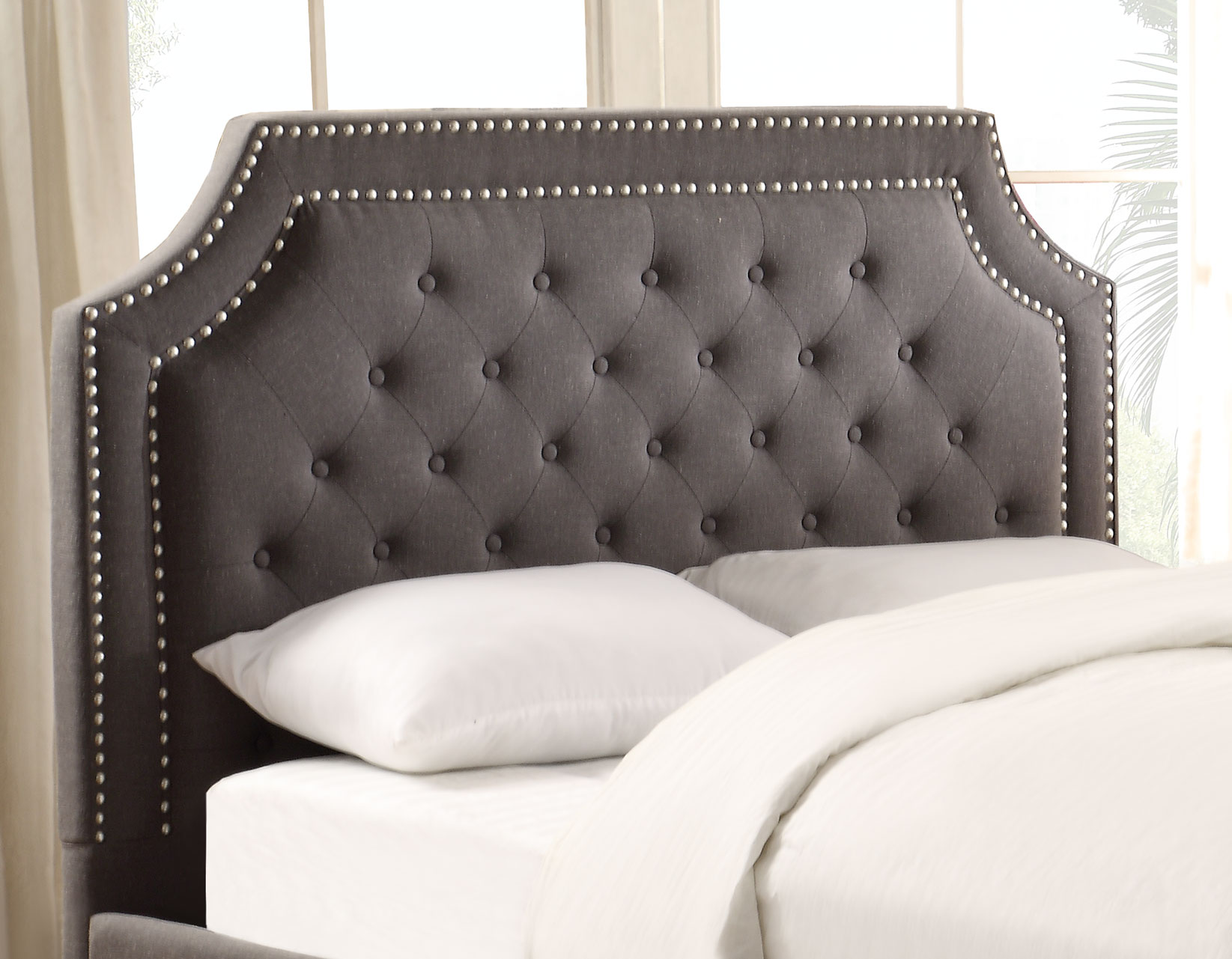 Wilshire Queen Gray Upholstered Headboard - DFW Furniture Co.