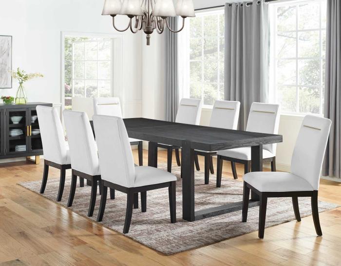 Yves 5 Piece Dining Set (Table & 4 White Performance Side Chairs) - DFW