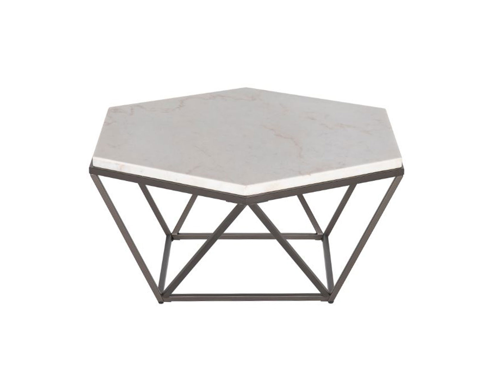 Corvus White Marble Top HexagonCocktail Table - DFW