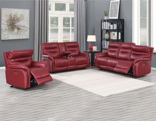 Fortuna Wine 3-Piece Dual-Power Leather Reclining Set(Sofa, Loveseat & Chair)