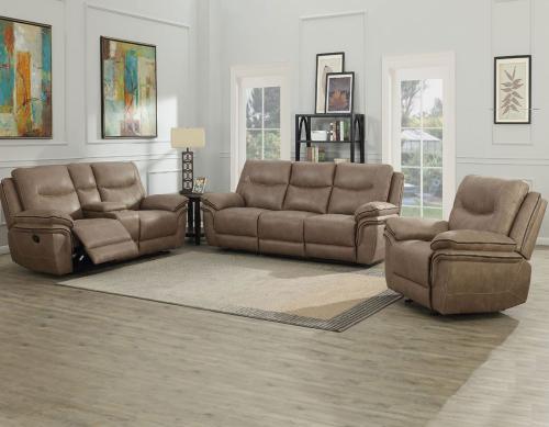 Isabella Sand 3 Piece Manual Motion Set<br>(Sofa, Loveseat & Chair)