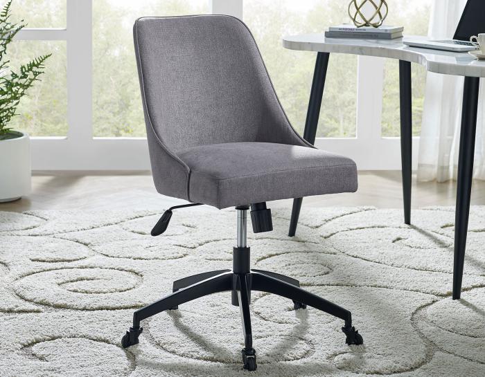 Kinsley Swivel Upholstered Desk Chair, Gray - DFW
