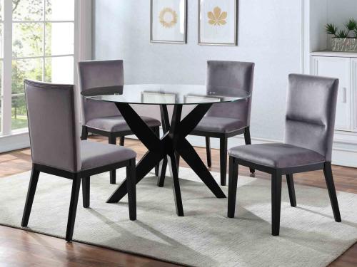 Amalie Grey 5-Piece Dining Set(Table & 4 Chairs) - DFW