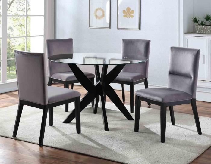 Amalie Grey 5-Piece Dining Set<br>(Table & 4 Chairs)