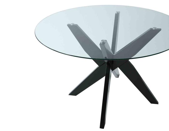 Amalie 48 inch Round Glass Top Table, Black