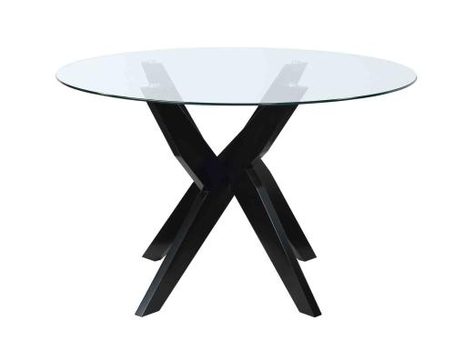 Amalie 48 inch Round Glass Top Table, Black - DFW