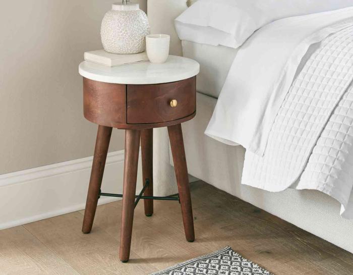 Bangalore White Marble Top Accent Table DFW