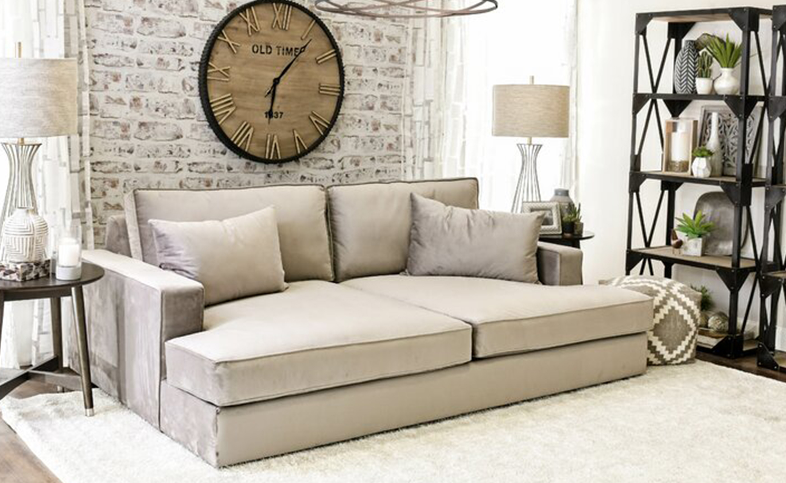 Bailey 94" Beige Wide Square Arm Sofa - DFW Furniture