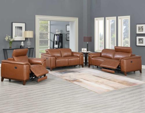 Bergamo 3- Piece Dual-Power Leather Reclining Set<br>(Sofa, Loveseat & Chair)
