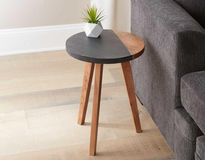 Caspian Round Accent End Table - DFW