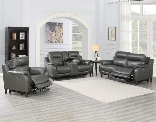 Trento 3-Piece Dual-Power Leather Reclining Set<br>(Sofa, Loveseat & Chair)