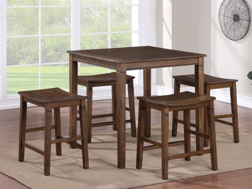 Westlake 5-Pack Counter Set, Brown(Counter Table & 4 Counter Stools) - DFW