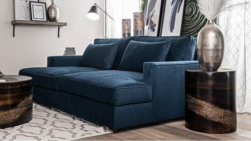 Bailey 94″ Wide Square Arm Sofa Navy