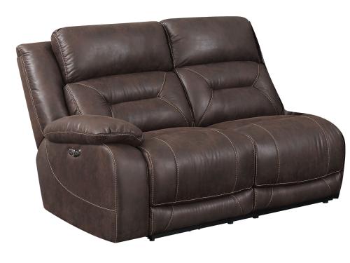 Aria LAF Loveseat, Saddle Brown, 1 Pwr-Pwr Recliner - DFW