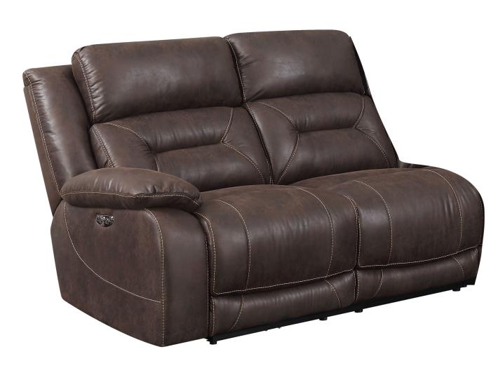 Aria LAF Loveseat, Saddle Brown, 1 Pwr-Pwr Recliner
