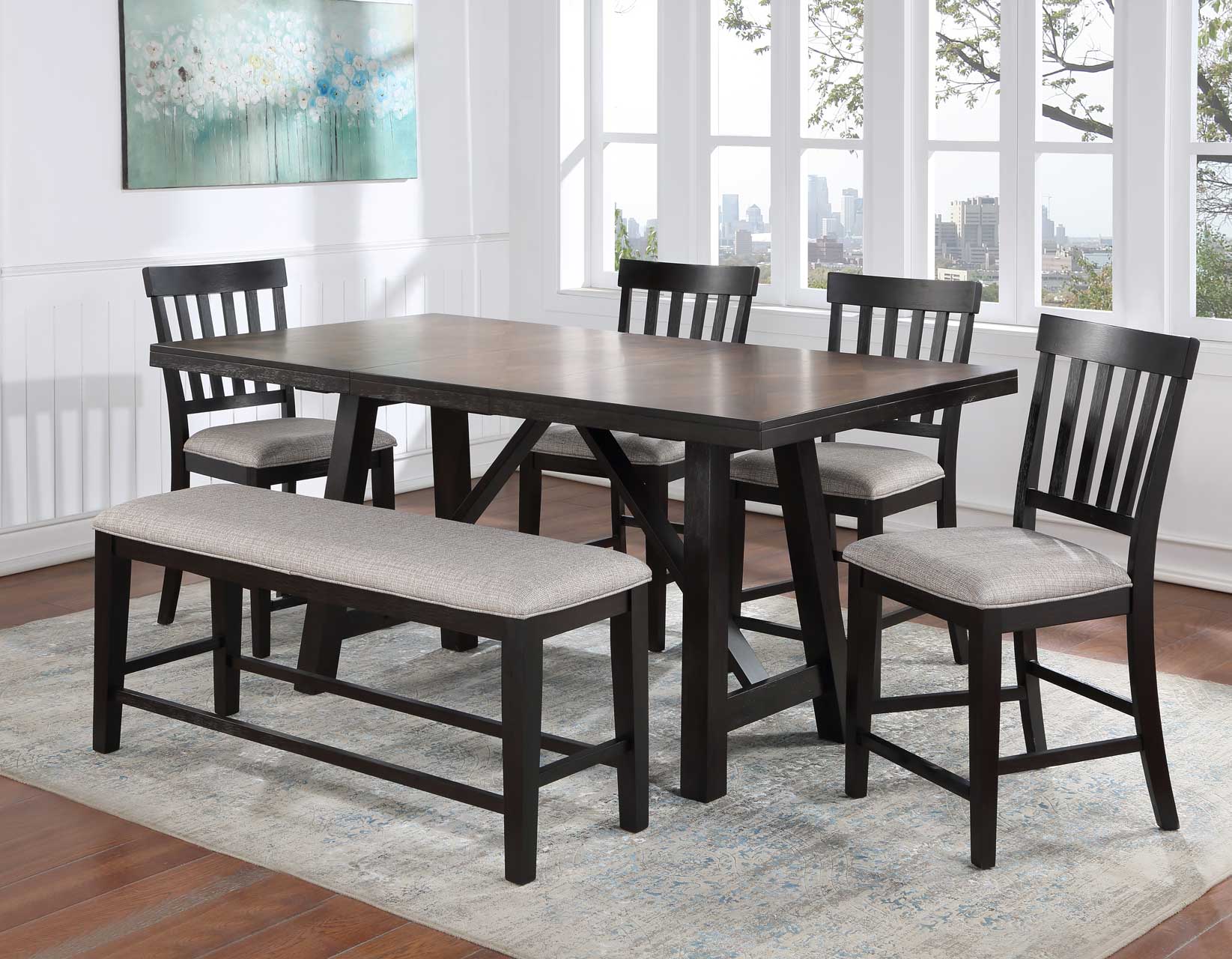 Halle 5-Piece Counter Dining Set(Counter Table & 4 Counter Chairs ...