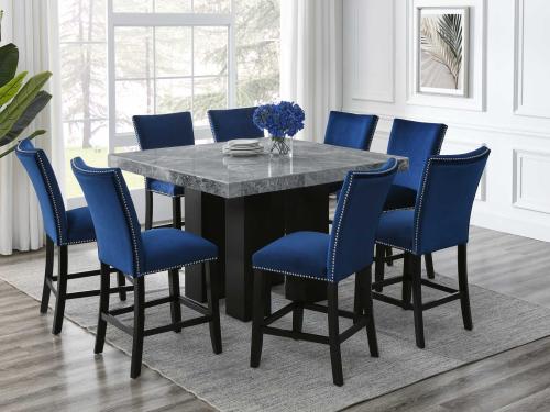 Camila Gray Marble 7-Piece Counter Dining Group(Counter Table & 6 Counter Chairs) - DFW