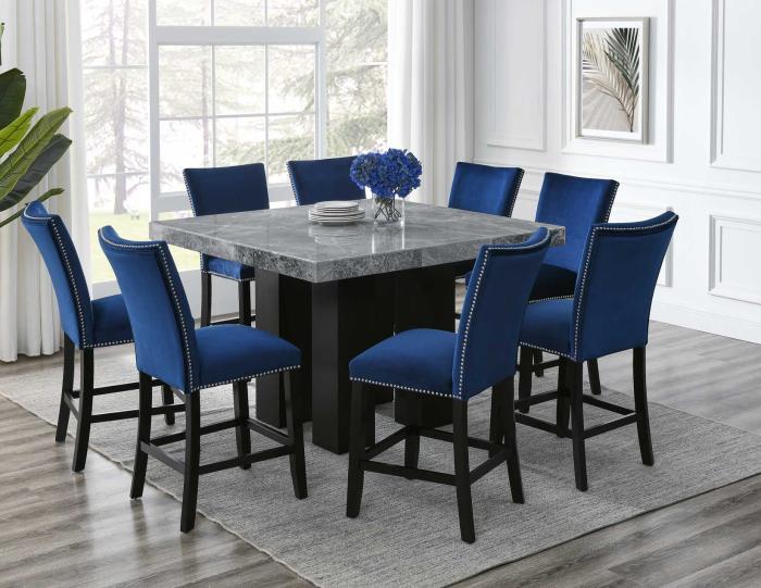 Camila Gray Marble 7-Piece Counter Dining Group(Counter Table & 6 Counter Chairs) - DFW