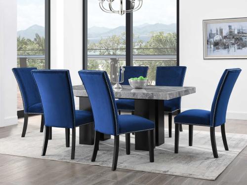 Camila Gray Marble 5-Piece Dining Set(Table & 4 Side Chairs) - DFW