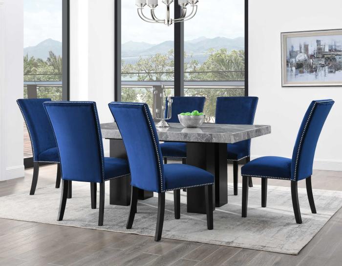 Camila Gray Marble 5-Piece Dining Set(Table & 4 Side Chairs) - DFW