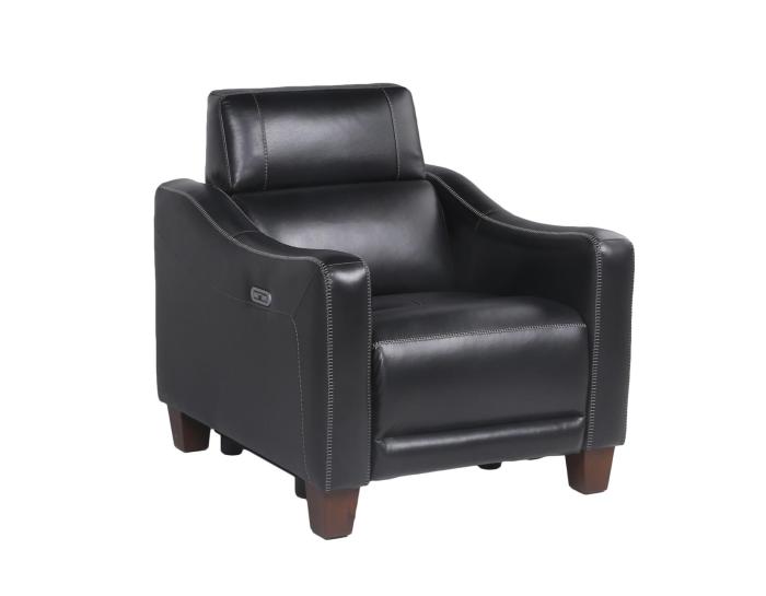 Giorno Dual-Power Leather Recliner, Midnight - DFW