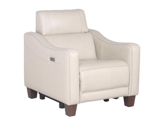 Giorno Dual-Power Leather Recliner, Ivory - DFW