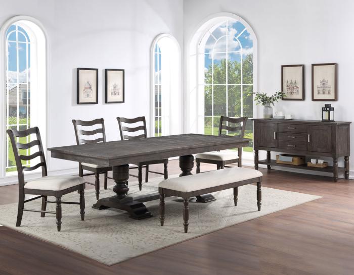 Hutchins 6-Piece Dining Set(Table, 4 Side Chairs & Bench) - DFW