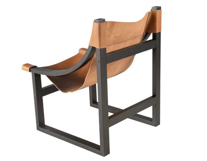 Lima Sling Chair, Natural Leather with Black Frame - DFW