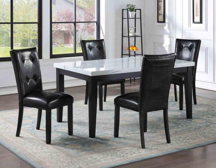 Sterling 5 Piece Faux-Marble Top Dining(Table & 4 Side Chairs) - DFW