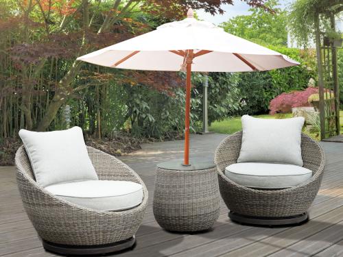 Adeline Patio 3-Pack(Round Side Table & 2 Swivel Accent Chairs) - DFW