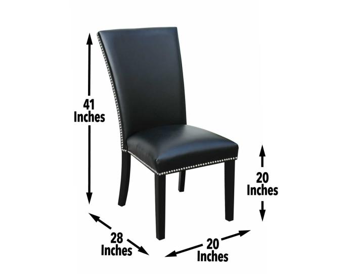 Camila Black PU Side Chair w/Nailheads