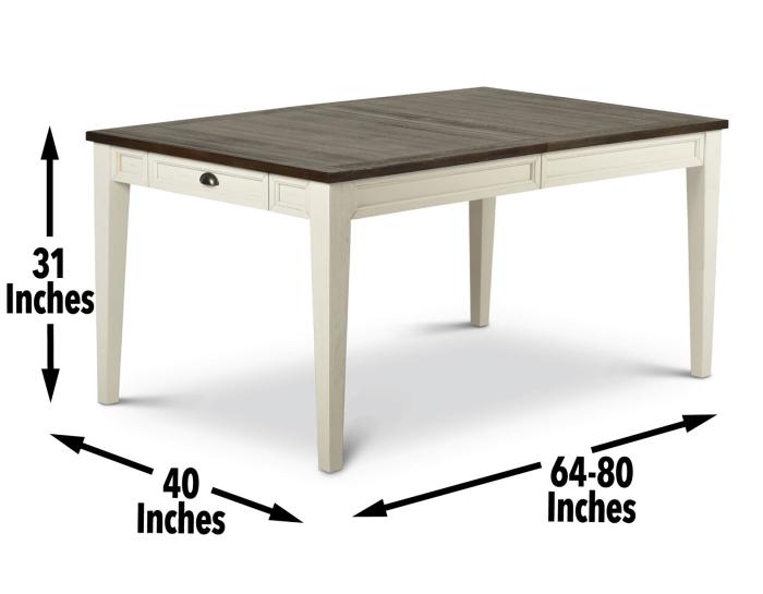 Cayla 64-80 inch Table w/16" Leaf - Dark Oak& White - DFW