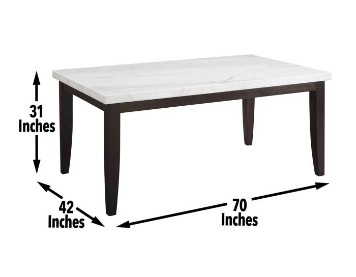 Francis 70 inch White Marble Top Dining Table - DFW