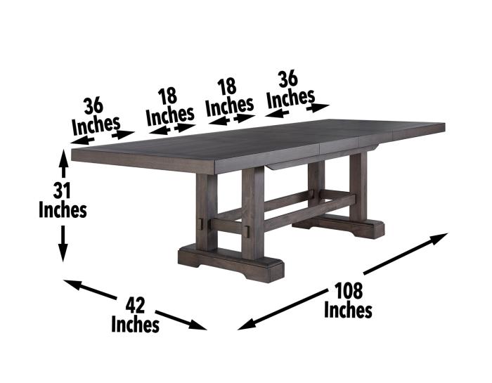 Napa 108-inch Dining Table with 2/18-inch Leaves - DFW